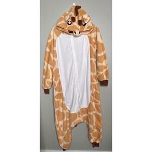 Unisex‎ Adult Giraffe Costume - Plush Cosplay Pajama One Piece, Brown, Medium